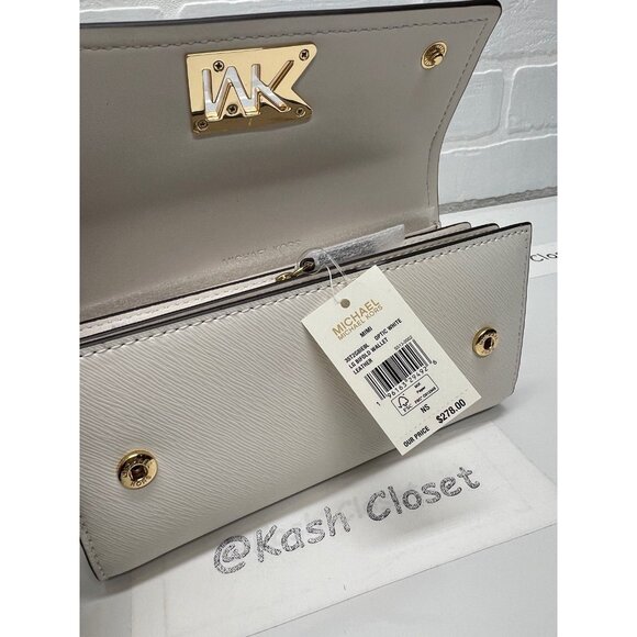 Michael Kors wallet mimi large flap bifold credit card phone wallet optic white - Picture 7 of 9